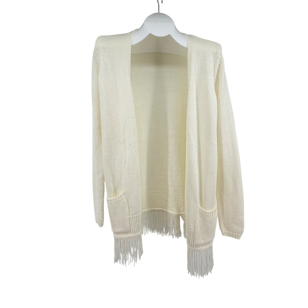 Lily Pulitzer Tatum Long Cardigan Women's S Boho Fringe Hem Open Front Artsy